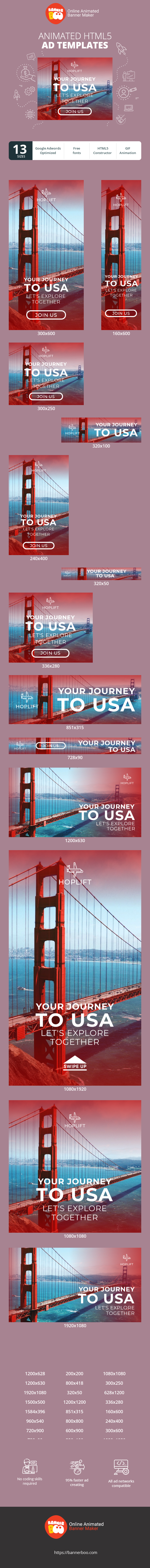 Banner ad template — Your Journey To USA — Let's Explore Together