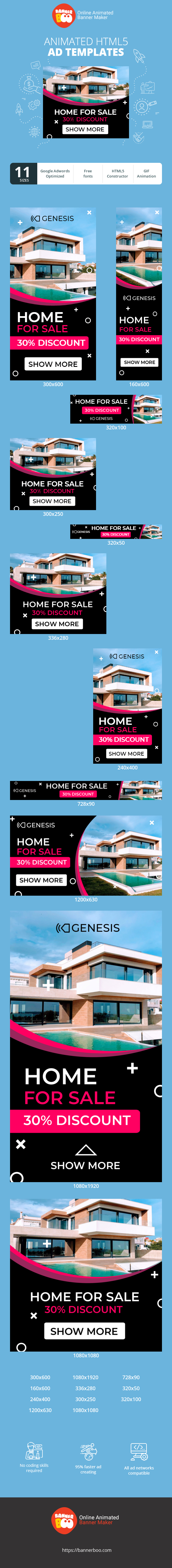 Banner ad template — Home For Sale — 30% Reduction