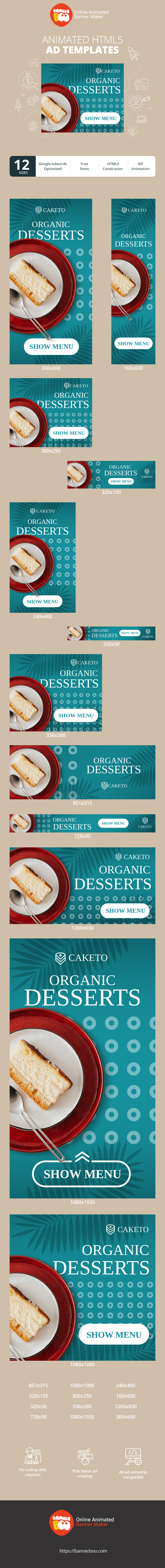 Banner ad template — Organic Desserts — Restaurant
