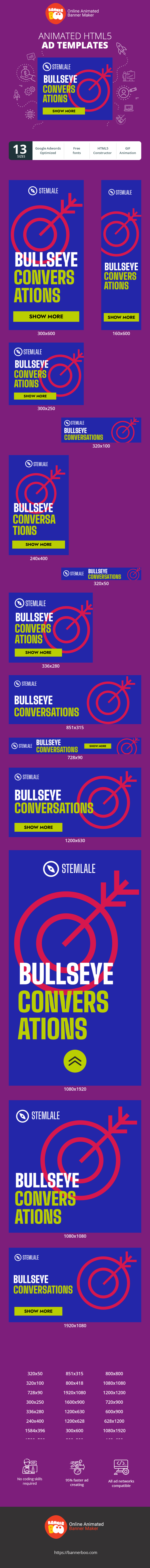 Banner ad template — Bullseye Conversations Where Aim Leads To — Start-up
