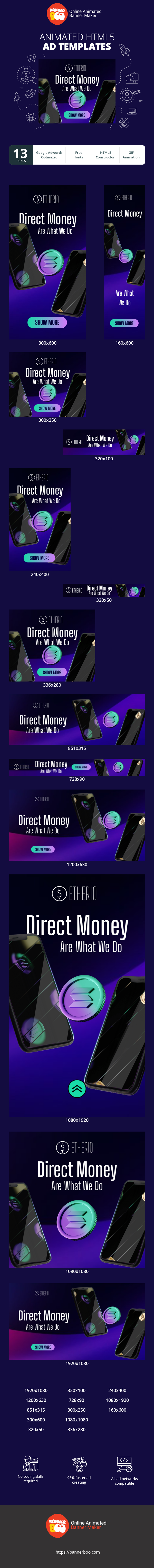 Szablon reklamy banerowej — Bezpośrednie Pieniądze To Nasza Specjalność — Kryptowaluty