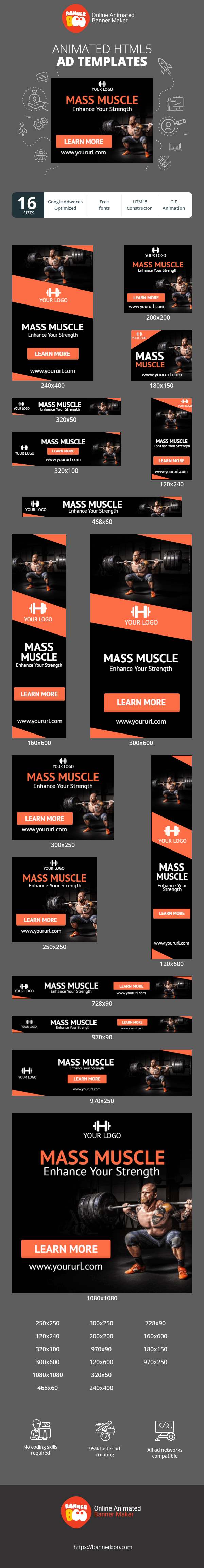 Banner ad template — Mass Muscle — Enhance Your Strength!