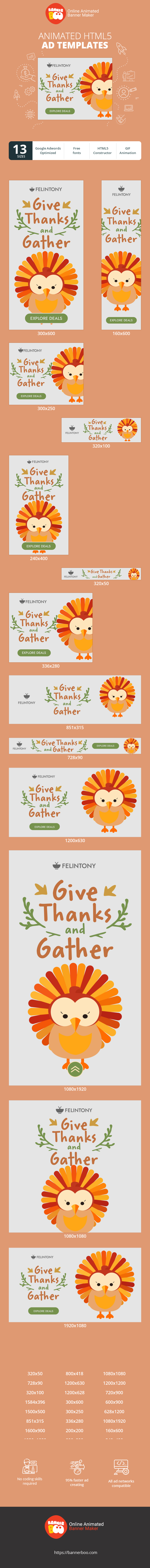 Banner ad template — Give Thanks And Gather — Thanksgiving Day