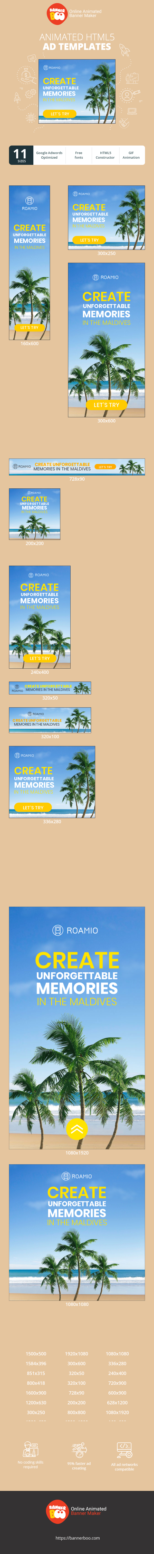 Banner ad template — Create Unforgettable Memories — In The Maldives